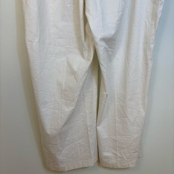 Lane Bryant Linen Blend Wide Leg High Rise Pants Size 20 Belted White Relaxed - Picture 5 of 12